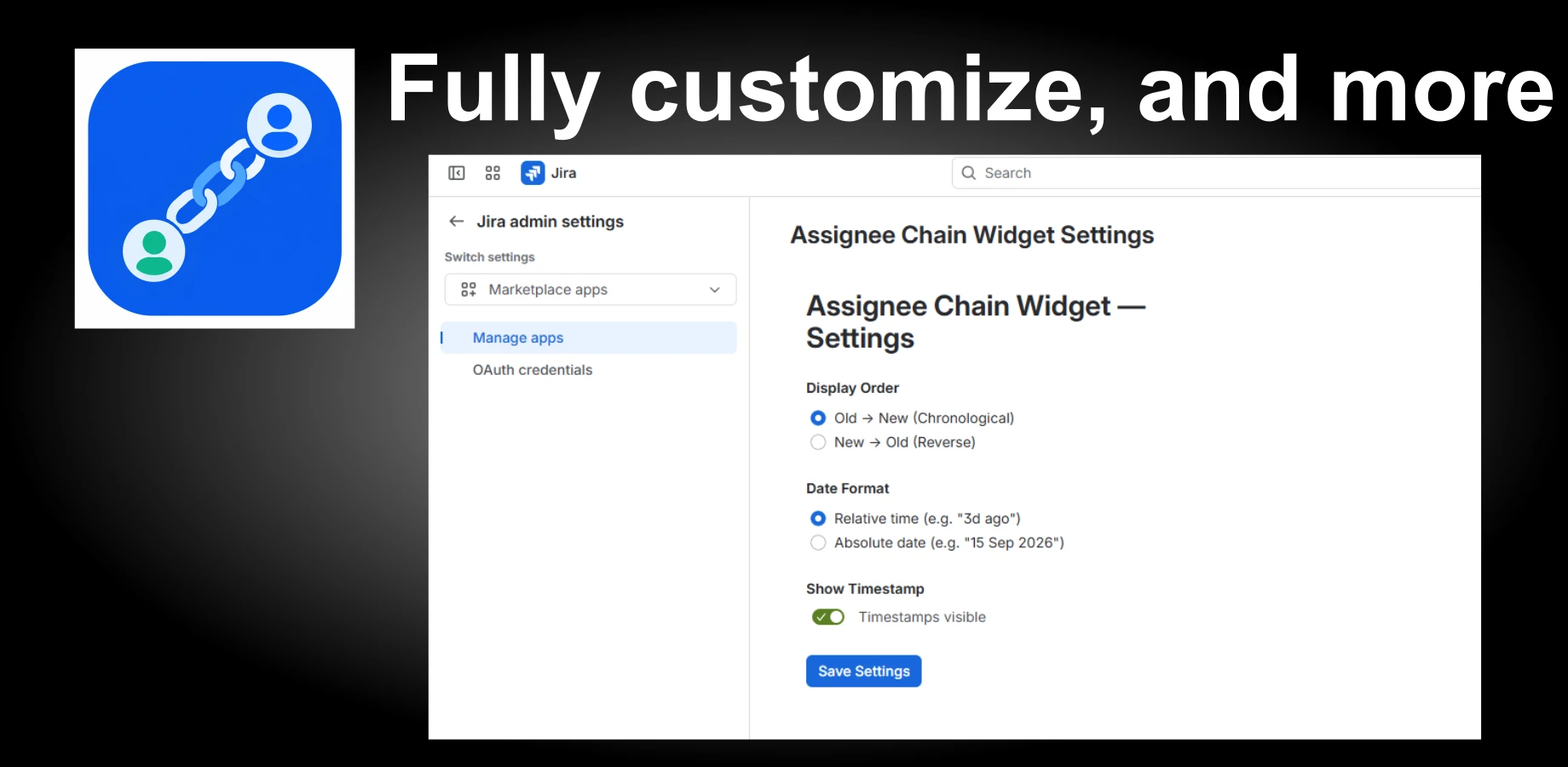 Assignee Chain config screen